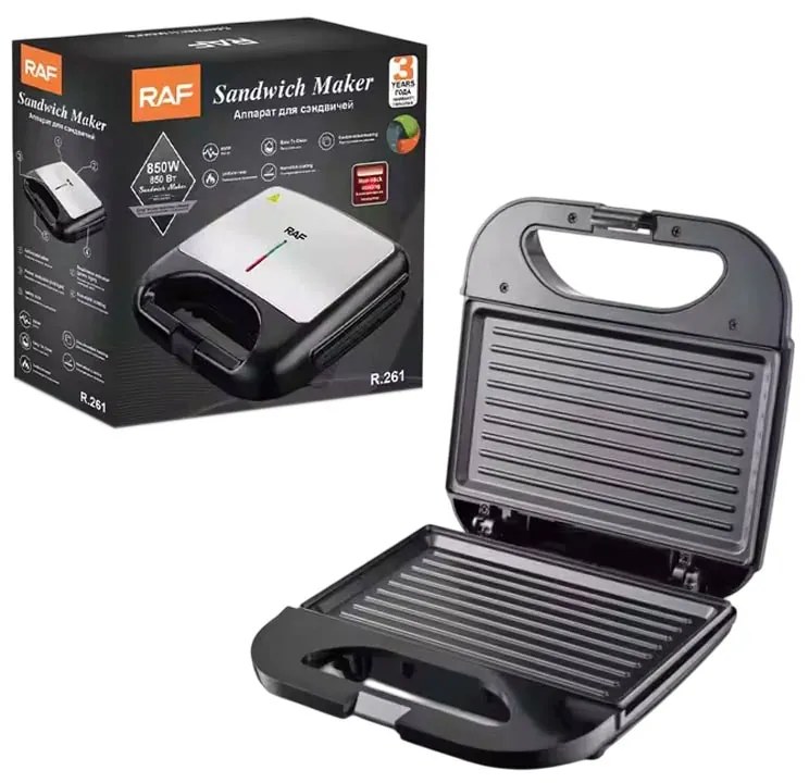 RAF Τοστιέρα με Αντικολλητικές Πλάκες 850W R.261 - Sandwich Maker with Non-Stick Plates
