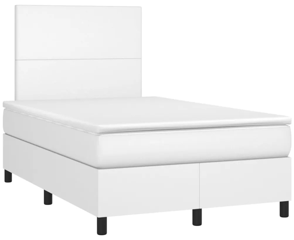 vidaXL Κρεβάτι Boxspring με Στρώμα &amp; LED Λευκό 120x190 εκ. Συνθ. Δέρμα