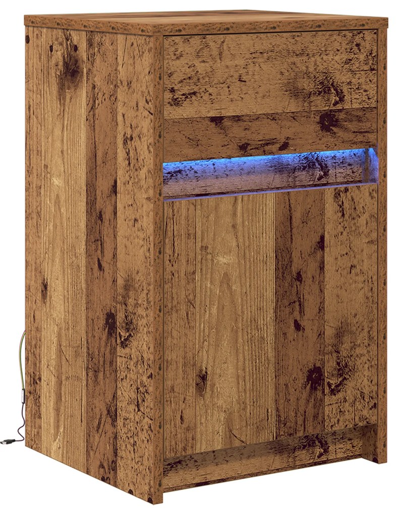 vidaXL LED Κρεβατάκι Ντουλάπα Παλαιό ξύλο 38 x 34 x 61 εκ. Μοριοσανίδα