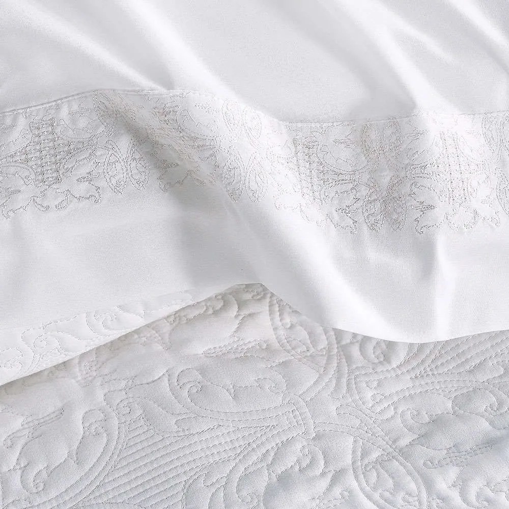 Κουβερλί-Σεντόνια Irina Σετ 7τεμ. White Ρυθμός Queen Size Microsatin