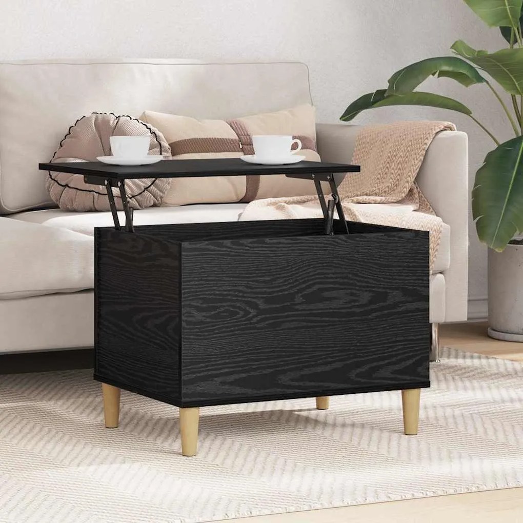 vidaXL Κομοδίνο Μαύρη δρυς 60 x 44.5 x 45 εκ Επεξεργασμένο ξύλο