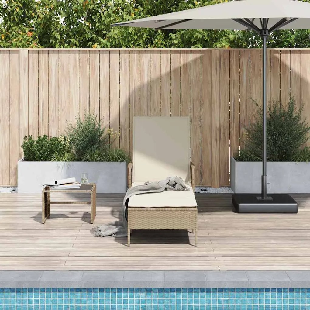 vidaXL Ξαπλώστρα με μαξιλάρι Μπεζ 157 x 55 x 92 εκ. συνθετικό ρατάν