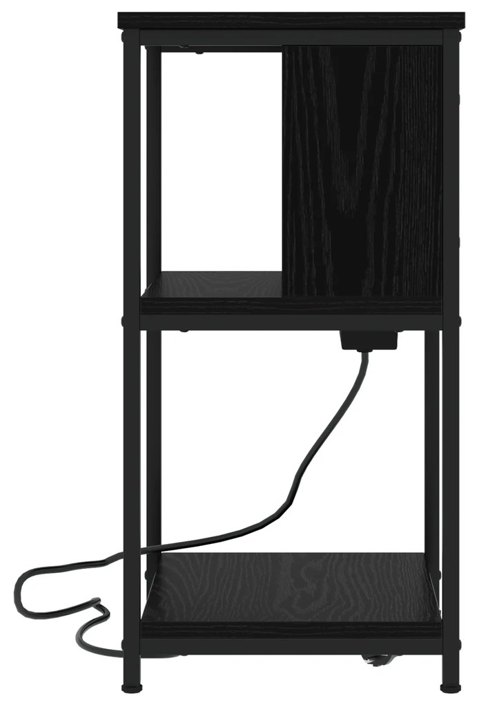vidaXL Κομοδίνο Μαύρη δρυς 38 x 31 x 61 εκ Επεξεργασμένο ξύλο