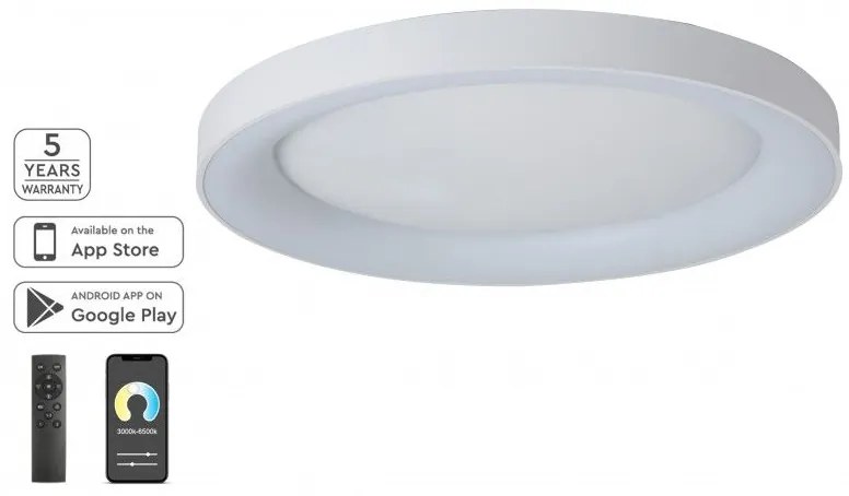 Έξυπνο Φωτιστικό Οροφής Πλαφονιέρα LED 64W Dimmable 3CCT 77-8156 Amaya Homelighting 77-8156 Λευκό