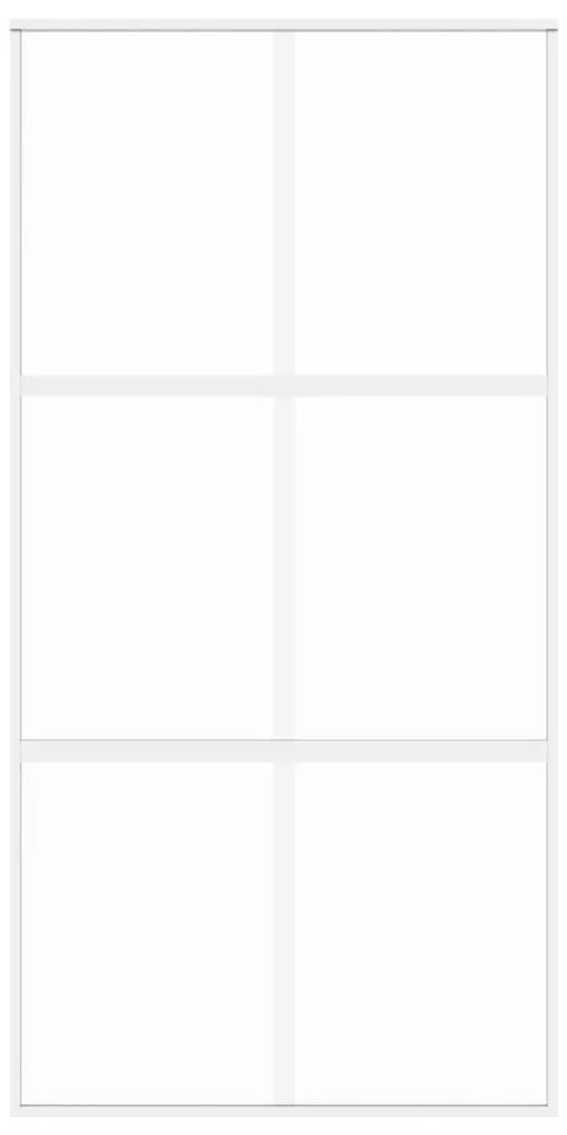 Συρόμενη Πόρτα Λευκή 102,5 x 205 εκ. από Ψημένο Γυαλί/Αλουμίνιο - Μαύρο