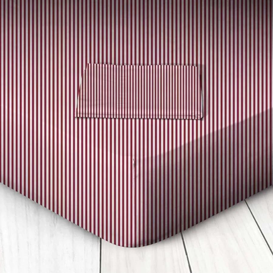Bonsai Home Κατωσέντονο Διπλό 160×200+25 MS Line Ριγέ με Λάστιχο Κόκκινο