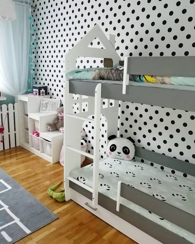 Παιδική Κουκέτα  με Συρτάρι  House  White + Grey  80x180cm  BC50025 BabyCute (Δώρο τα Στρώματα)