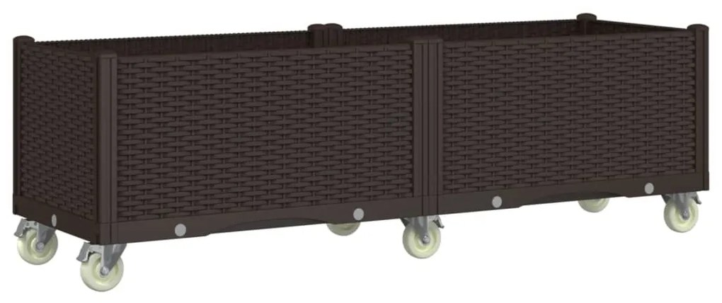 vidaXL Ζαρντινιέρα Κήπου με Ροδάκια Καφέ 160x50x54 εκ. Πολυπροπυλένιο