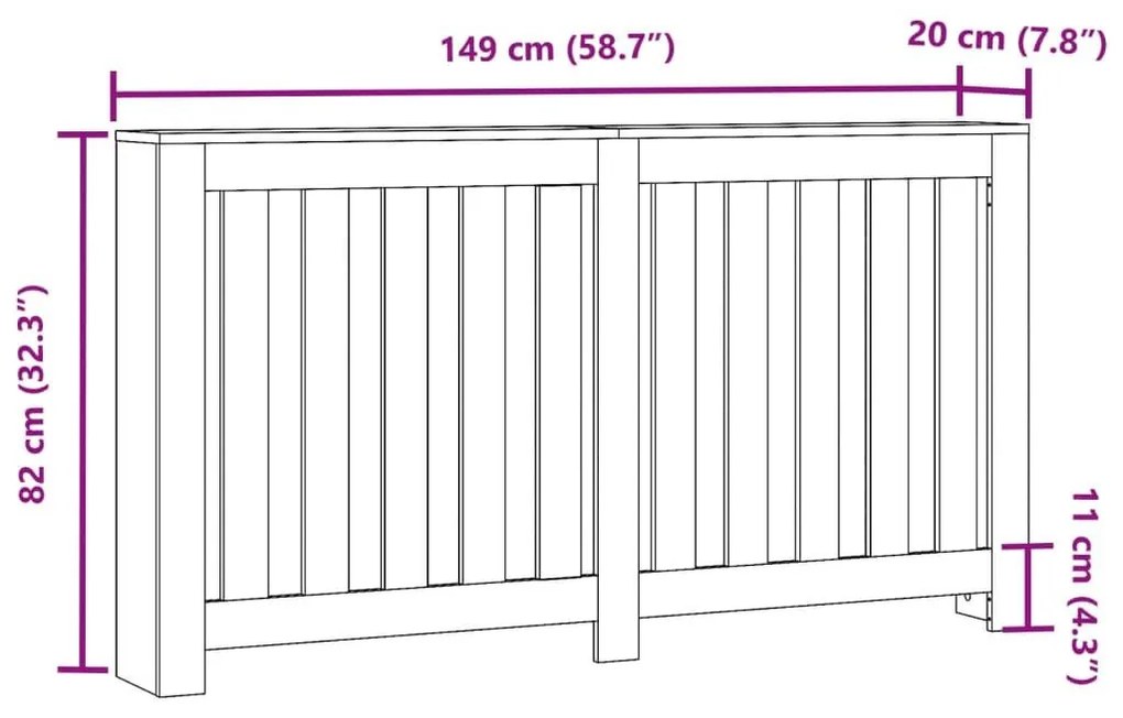 Κάλυμμα Καλοριφέρ Μαύρο 149x20x82 εκ. από Επεξεργασμένο Ξύλο - Μαύρο