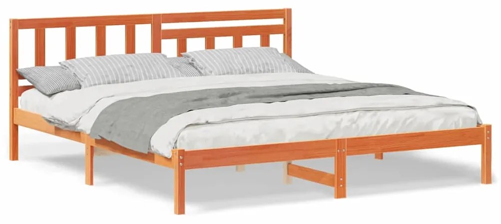 vidaXL Σκελετός Κρεβατιού με κεφαλάρι Κερωτό καφέ 200 x 200 cm