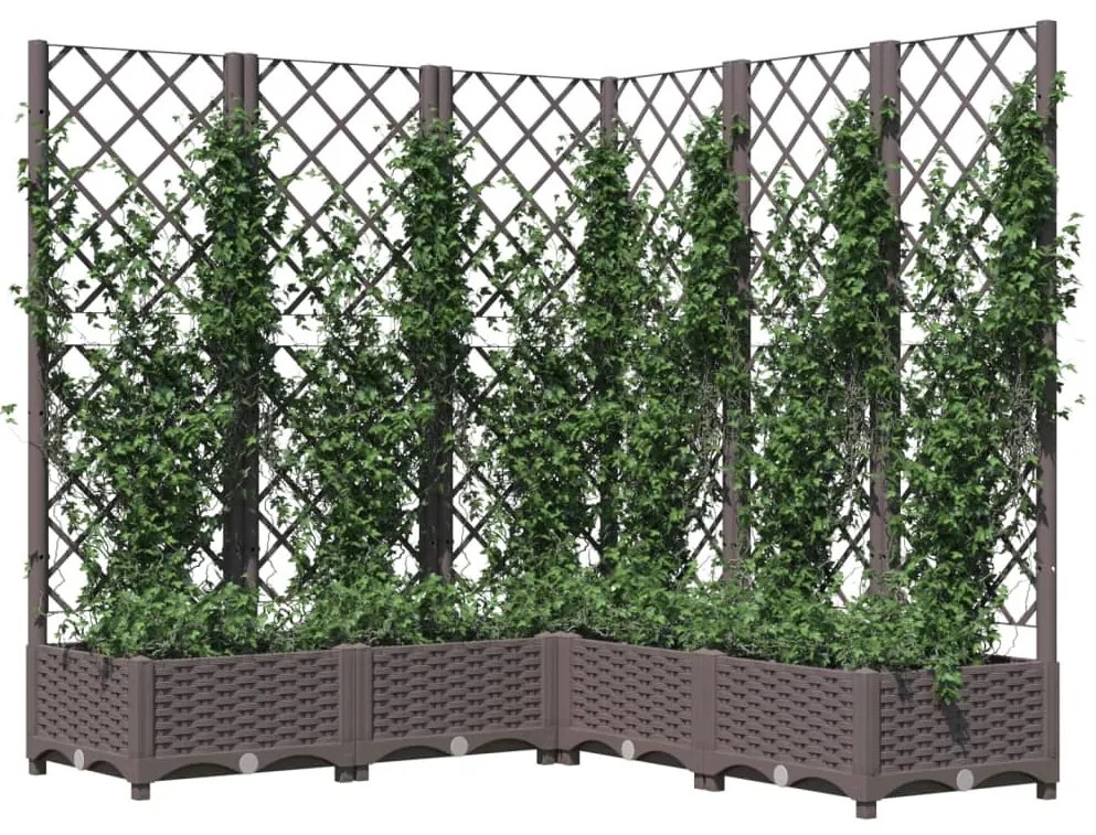 vidaXL Ζαρντινιέρα Κήπου με Καφασωτό Καφέ 120x120x121,5 εκ. από PP