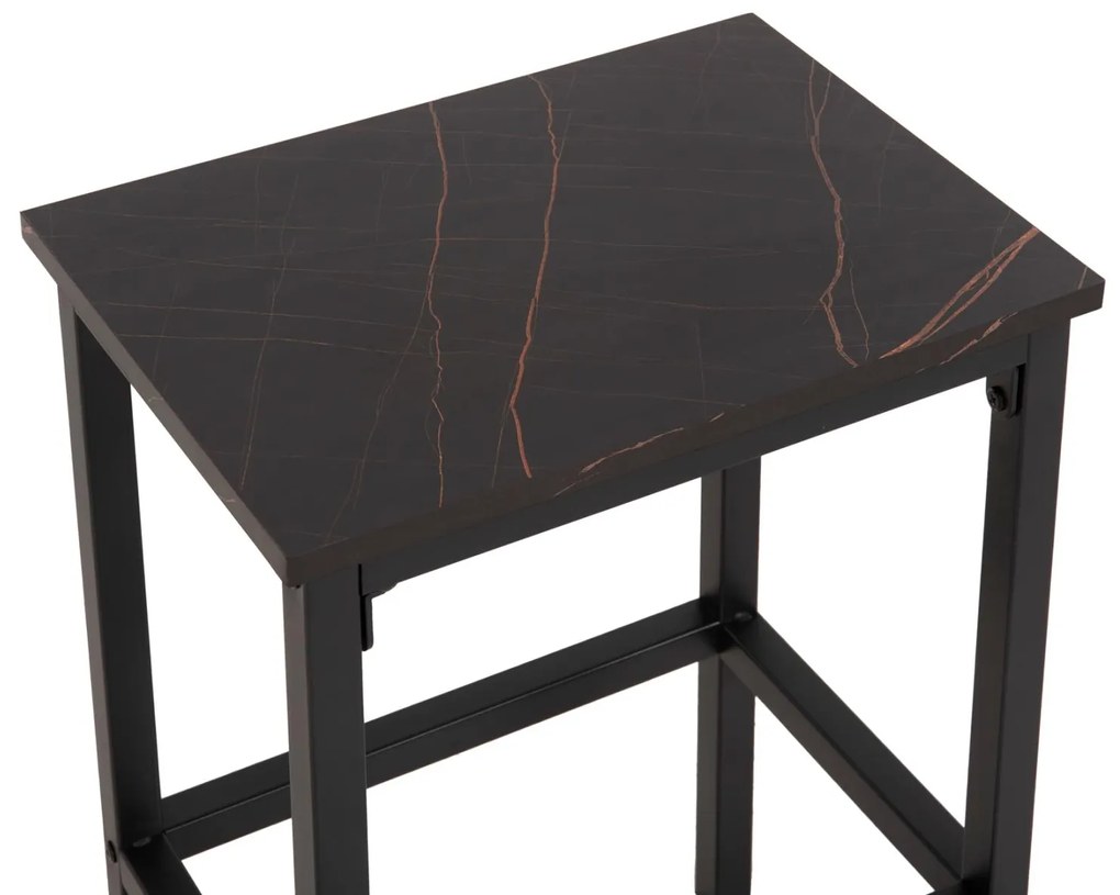 Σετ τραπεζαρίας Μπαρ BOXY C9882.13 5 τεμ. με Μάυρο Μέταλλο - Μελαμίνη Μαύρο Μάρμαρο