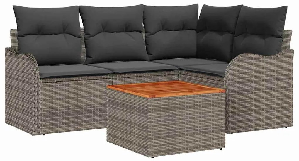 vidaXL Σετ Καναπέ Κήπου 5 pcs Γκρι Πολυ ράταν