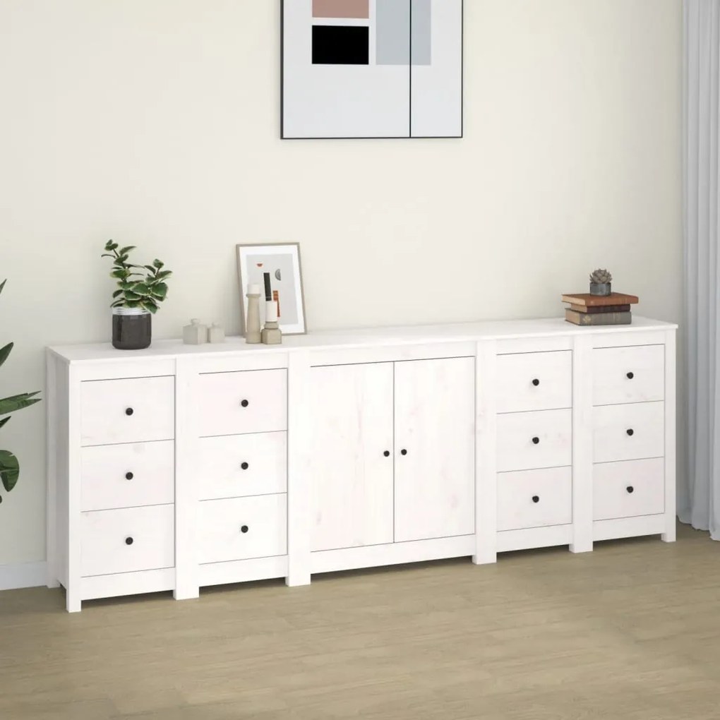 vidaXL Ντουλάπι Λευκό 230 x 35 x 80 εκ. από Μασίφ Ξύλο Πεύκου