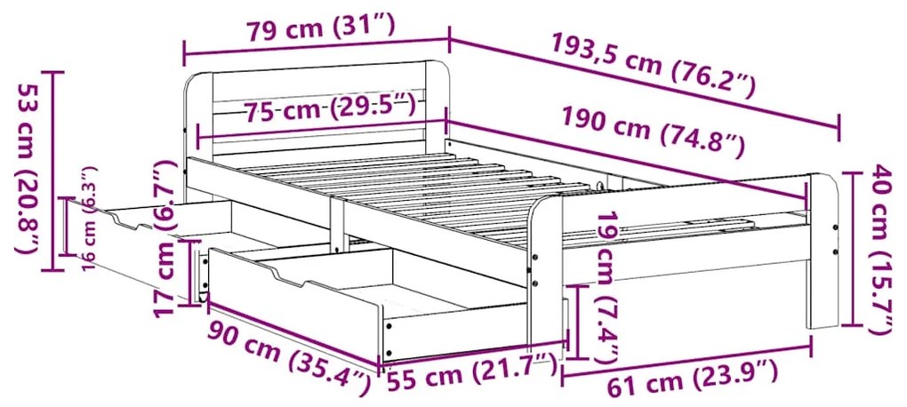 ΣΚΕΛΕΤΟΣ ΚΡΕΒ. ΧΩΡΙΣ ΣΤΡΩΜΑ ΚΑΦΕ ΚΕΡΙΟΥ 75X190 ΕΚ ΜΑΣΙΦ ΠΕΥΚΟ 3309064