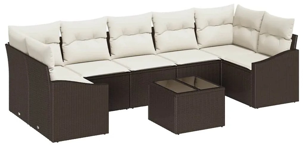 vidaXL Σετ Καναπέ Κήπου με μαξιλάρι 8 pcs Καφέ, Κρέμα 55 x 55 x 37 εκ