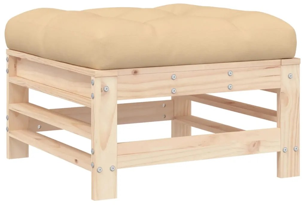 vidaXL Υποπόδια Κήπου με Μαξιλάρια 2 τεμ. από Μασίφ Ξύλο Πεύκου