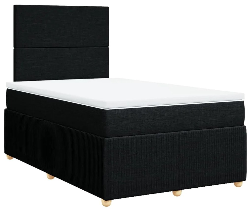 vidaXL Κρεβάτι Boxspring με Στρώμα Μαύρο 120x190 εκ. Υφασμάτινο