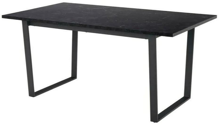 Τραπέζι Oakland 785, Μαύρο, Μαύρο μάρμαρο, 74x90x160cm, 35 kg, Ινοσανίδες μέσης πυκνότητας, Μέταλλο | Epipla1.gr