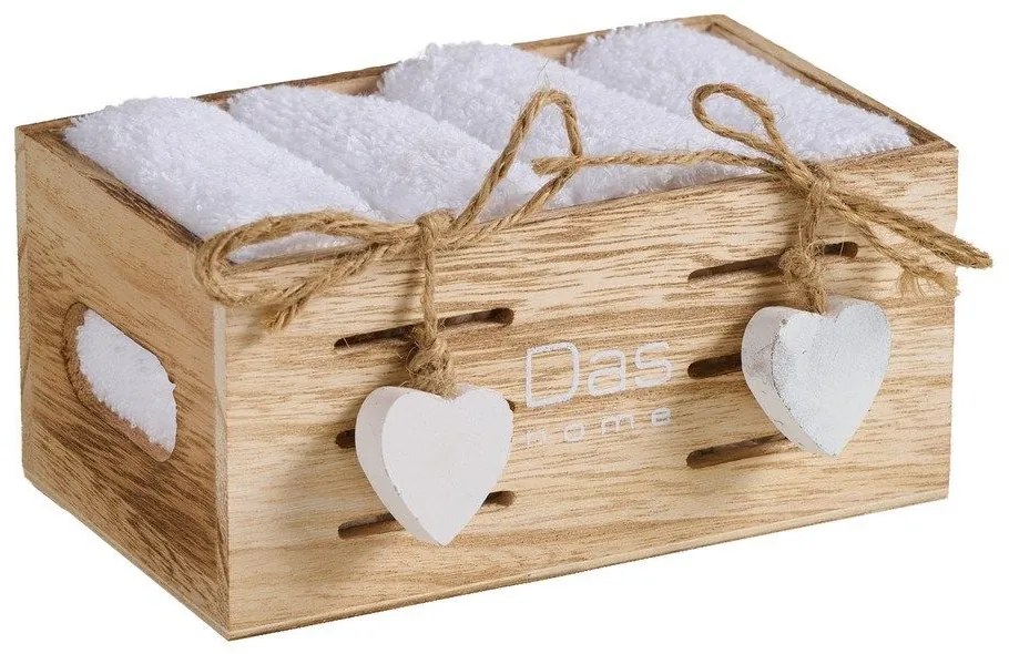 Πετσέτες Σε Καλαθάκι Soft 4006 (Σετ 4τμχ) White Das Home Σετ Πετσέτες 30x30cm 100% Βαμβάκι