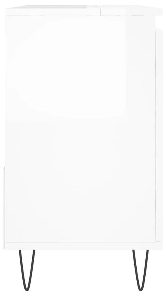 Ντουλάπι Μπάνιου Γυαλιστερό Λευκό 65x33x60 εκ. Επεξεργ. Ξύλο - Λευκό