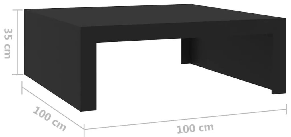 Τραπεζάκι Σαλονιού Μαύρο 100x100x35 εκ. από Επεξ. Ξύλο - Μαύρο