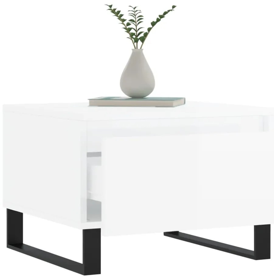 vidaXL Τραπεζάκια Σαλονιού 2 τεμ. Γυαλ. Λευκό 50x46x35 εκ. Επεξ. Ξύλο