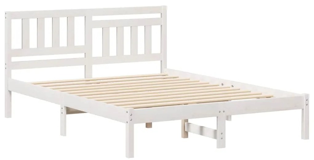 vidaXL Σκελετός Κρεβατιού Λευκό 135 x 190 cm Μασίφ ξύλο πεύκου