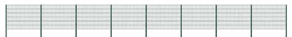 vidaXL Πάνελ Περίφραξης με Στύλους Σιδερένιο Πράσινο 1385 x 120 εκ.