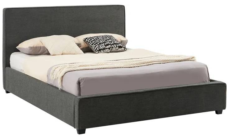 Κρεβάτι διπλό Bedka pakoworld ύφασμα ανθρακί 160x200εκ