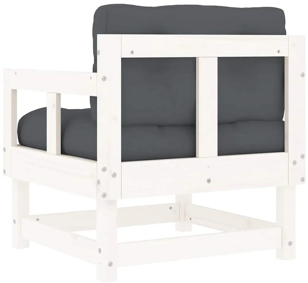 vidaXL Καρέκλες Κήπου με Μαξιλάρια 2 τεμ. Λευκές από Μασίφ Ξύλο Πεύκου