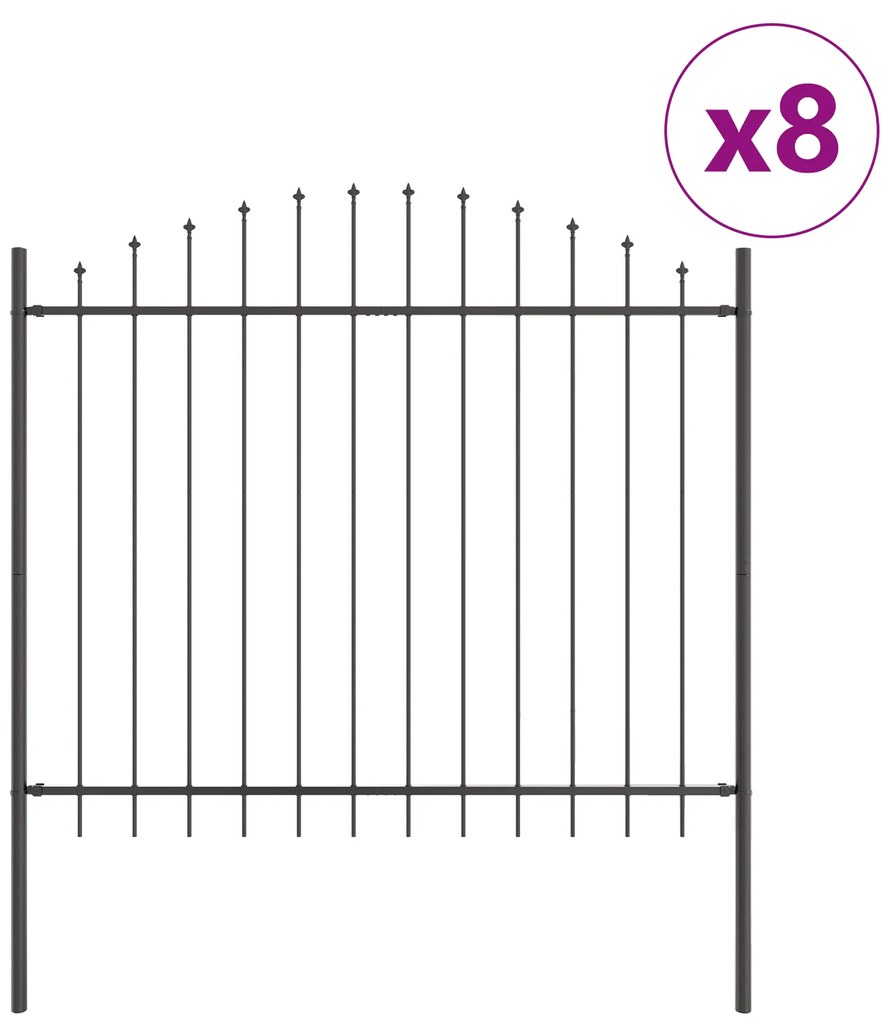 vidaXL Φράχτης κήπου με καμάρα γκρι 13.6x1.5 μ χάλυβας