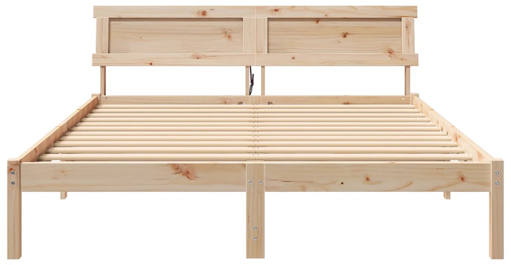 vidaXL Σκελετός Κρεβατιού Καφέ 140 x 200 cm Ξύλο πεύκου