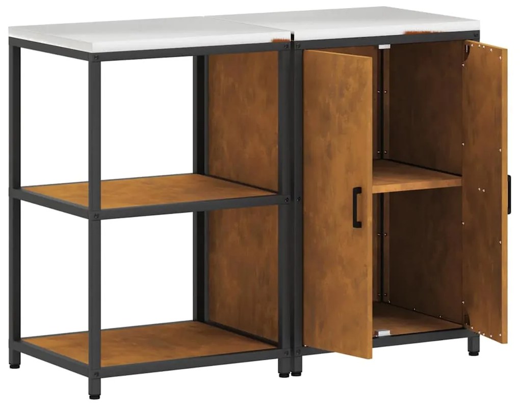 vidaXL Σετ Αποθήκευσης Κουζίνας με ράφι με αποθήκευση 2 pcs Σκ rusty