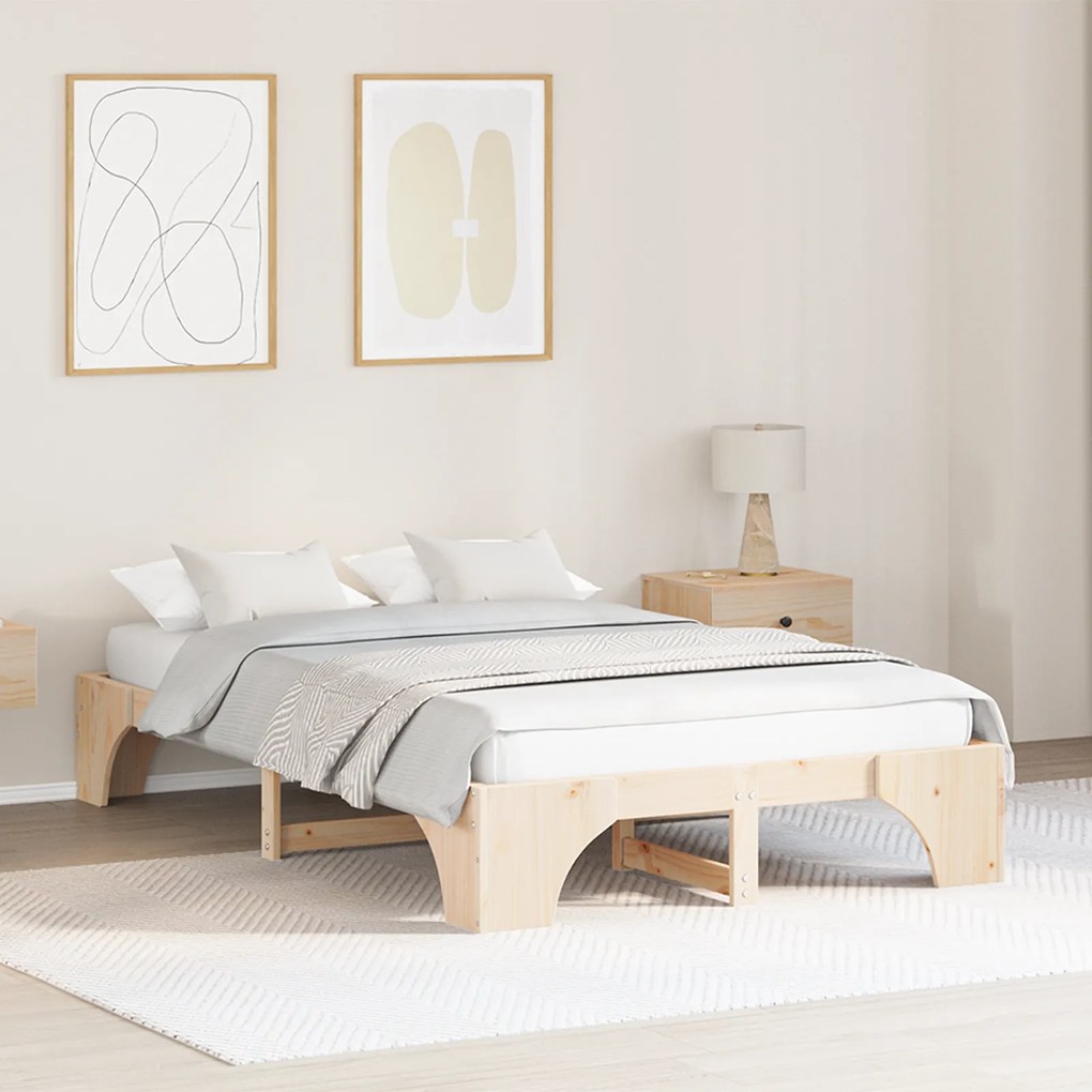 vidaXL Σκελετός Κρεβατιού 140x190 cm από Μασίφ Ξύλο Πεύκου