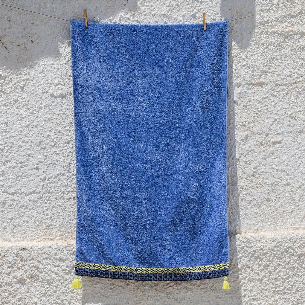 Πετσέτα Θαλάσσης (80x160) White Fabric Sandelle Blue