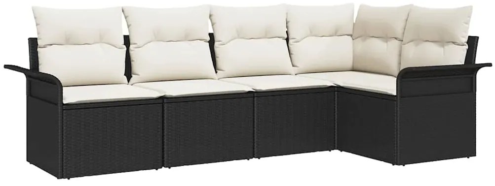 vidaXL Σετ Καναπέ Κήπου με μαξιλάρι 5 pcs Μαύρο συνθετικό ρατάν