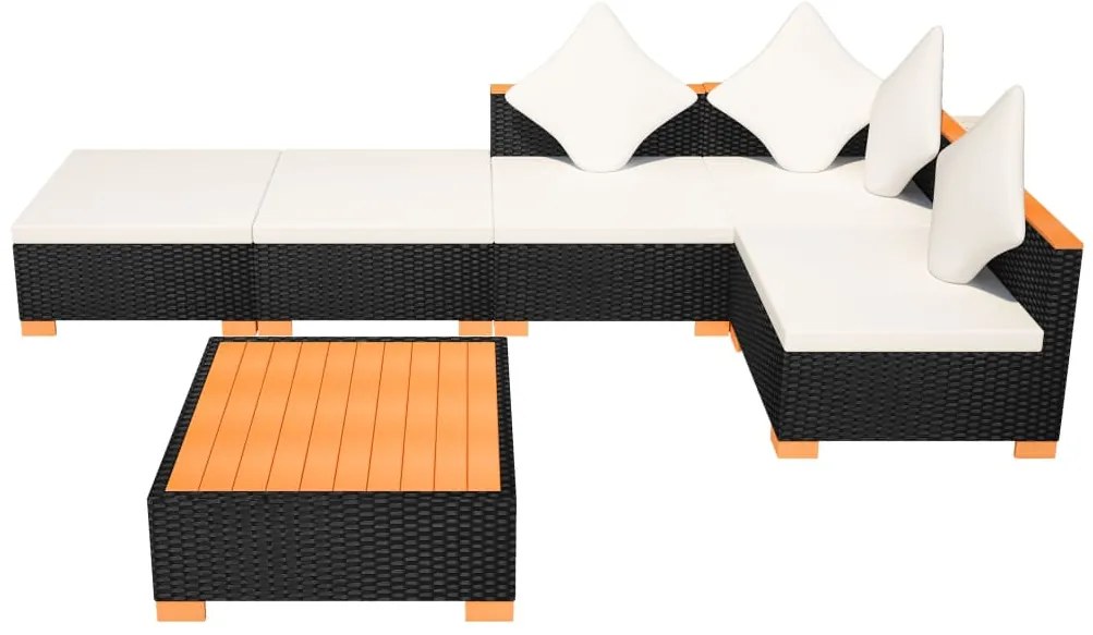 vidaXL Σαλόνι Κήπου 6 Τεμαχίων Μαύρο από Συνθετικό Ρατάν με Μαξιλάρια