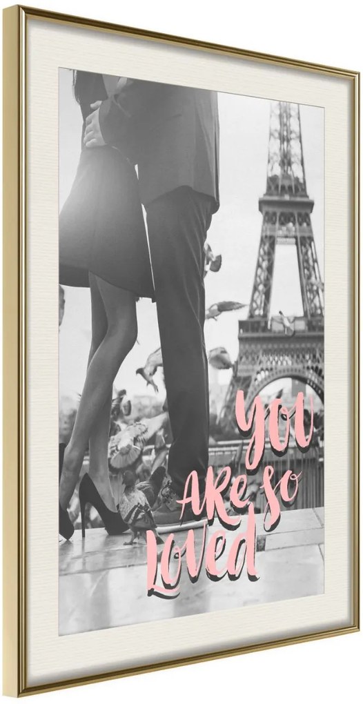 Αφίσα - Love in Paris - 20x30 - Χρυσό - Με πασπαρτού