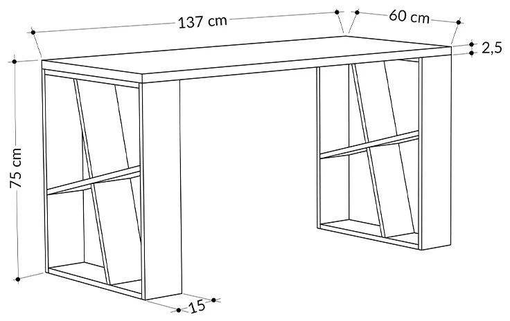 ΓΡΑΦΕΙΟ ΕΡΓΑΣΙΑΣ HONEY MEGAPAP ΧΡΩΜΑ ΛΕΥΚΟ - ΑΝΘΡΑΚΙ 137X60X75ΕΚ