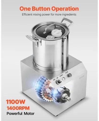 VEVOR Food Processor &amp; Vegetable Chopper 10L Food-Grade Stainless Steel Blender