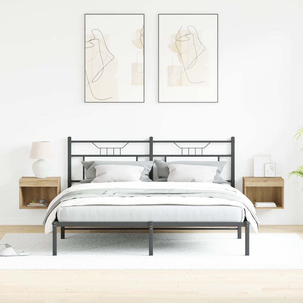 vidaXL Ντουλάπες με LED Φώτα 2 τεμ Καφέ Δρυς 40x30x30 εκ