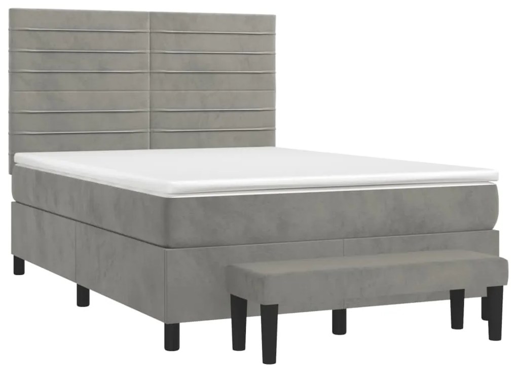 ΚΡΕΒΑΤΙ BOXSPRING ΜΕ ΣΤΡΩΜΑ ΑΝΟΙΧΤΟ ΓΚΡΙ 140X200 ΕΚ. ΒΕΛΟΥΔΙΝΟ 3137905