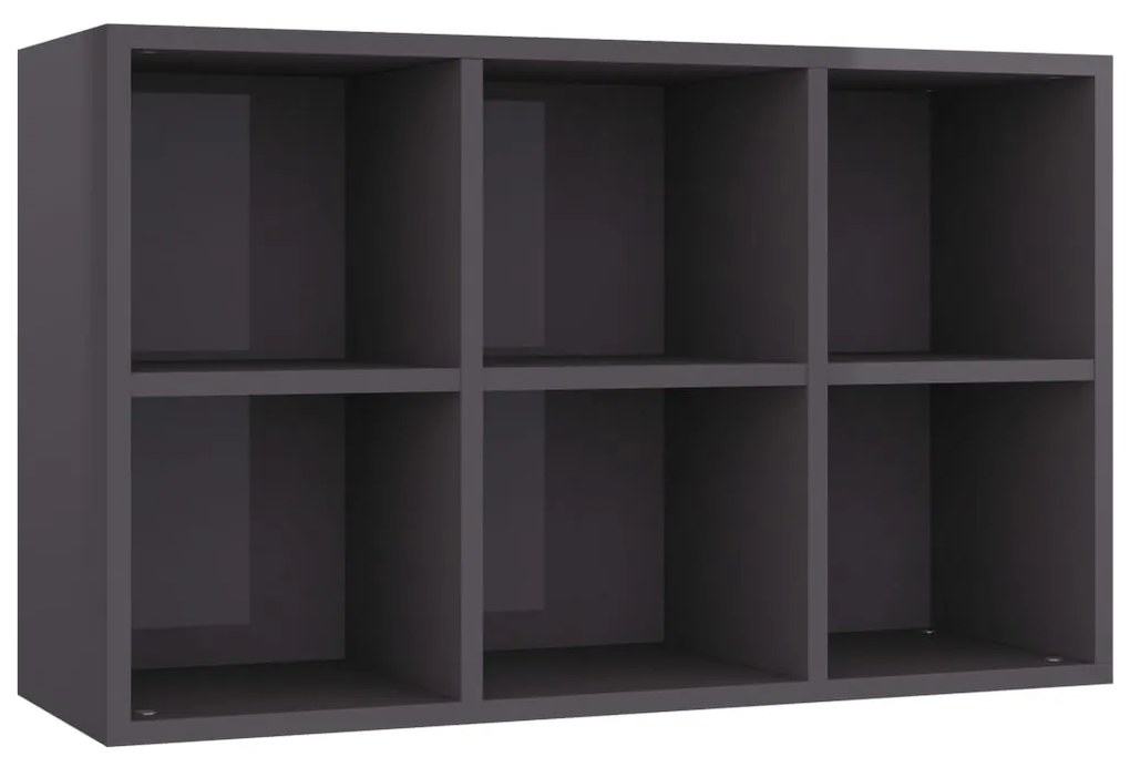 vidaXL Ραφιέρα / Βιβλιοθήκη Γυαλιστερό Γκρι 66x30x97,8 εκ. Μοριοσανίδα