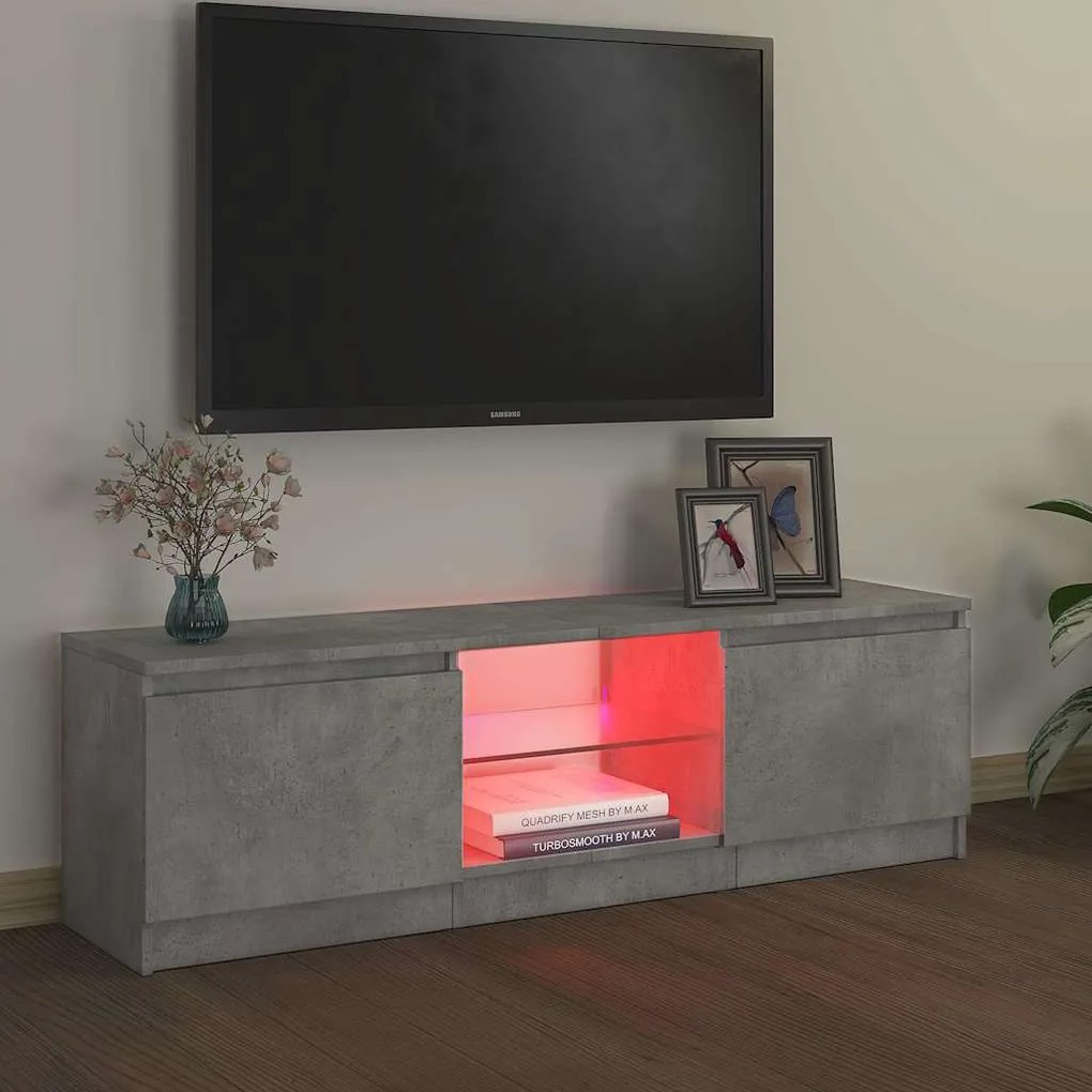 vidaXL Έπιπλο Τηλεόρασης με LED Γκρι Σκυρδέματος 120 x 30 x 36 εκ.