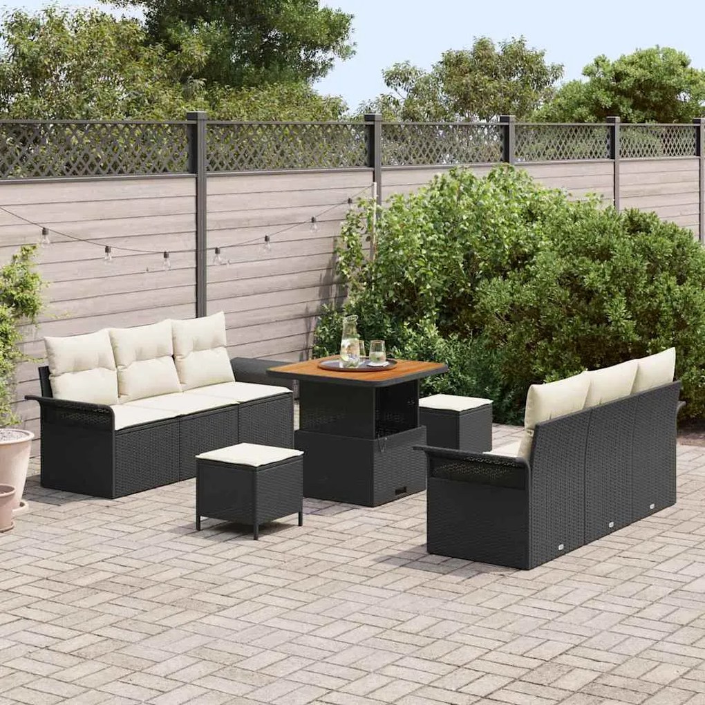 vidaXL Σετ Καναπέ Κήπου 9 pcs Μαύρο συνθετικό ρατάν