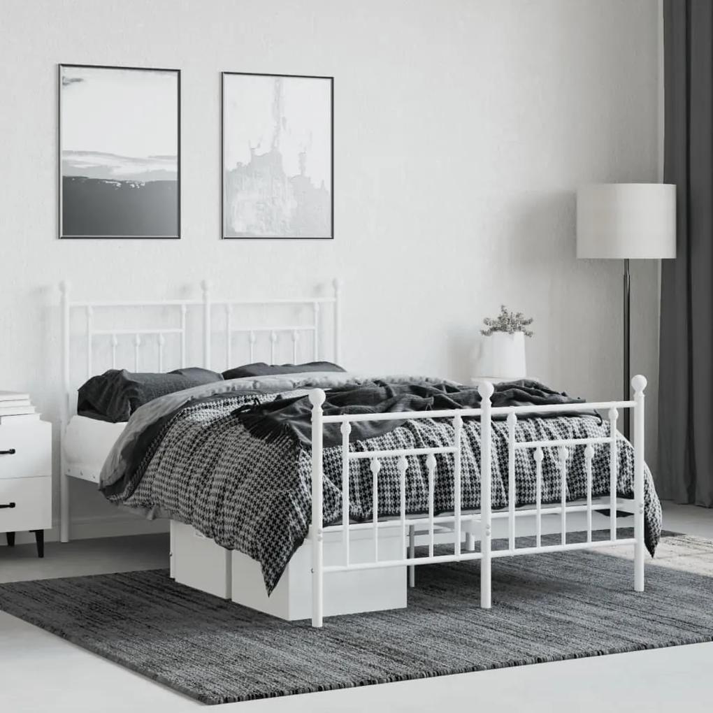 vidaXL Πλαίσιο Κρεβατιού με Κεφαλάρι&Ποδαρικό Λευκό 120x190εκ. Μέταλλο