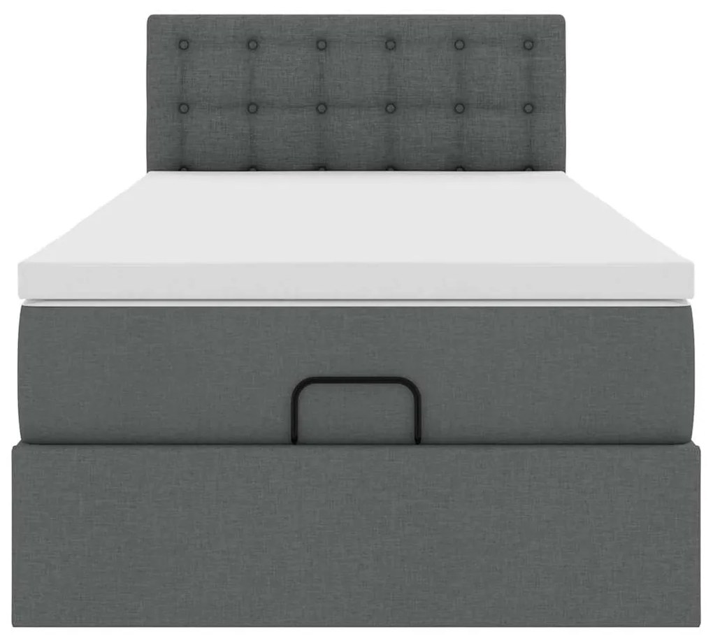 vidaXL Οθωμανικό κρεβάτι με στρώμα σκούρο γκρι 90x200cm ύφασμα