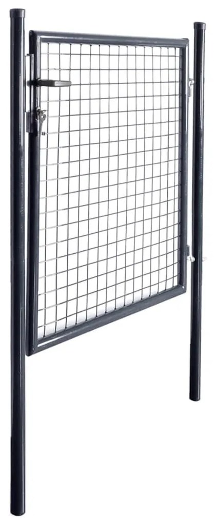 vidaXL Πόρτα Κήπου με Πλέγμα Γκρι 100x100 εκ. από Γαλβανισμένο Ατσάλι