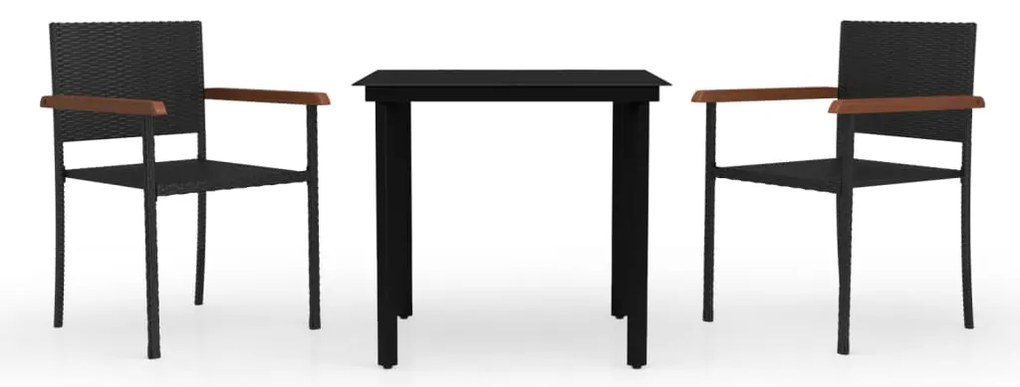 vidaXL Σετ Τραπεζαρίας Κήπου 3 Τεμαχίων Μαύρο